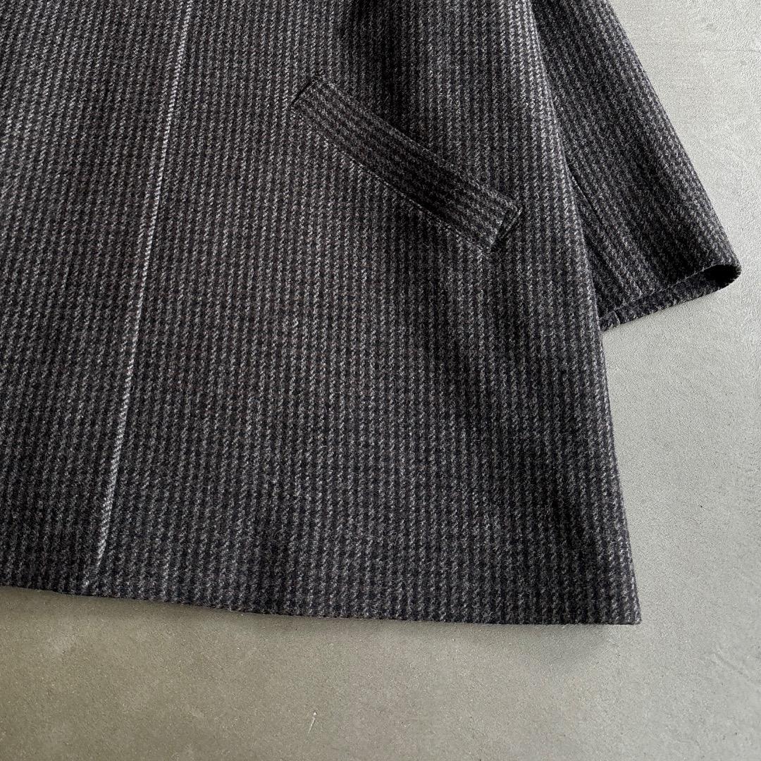 yuni ユニ＊美品＊千鳥チェック柄 コーデュロイ衿 ミドル丈ウールコート