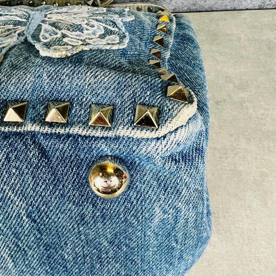 Valentino デニム 蝶 刺繍 スタッズ 2way ハンドバッグ