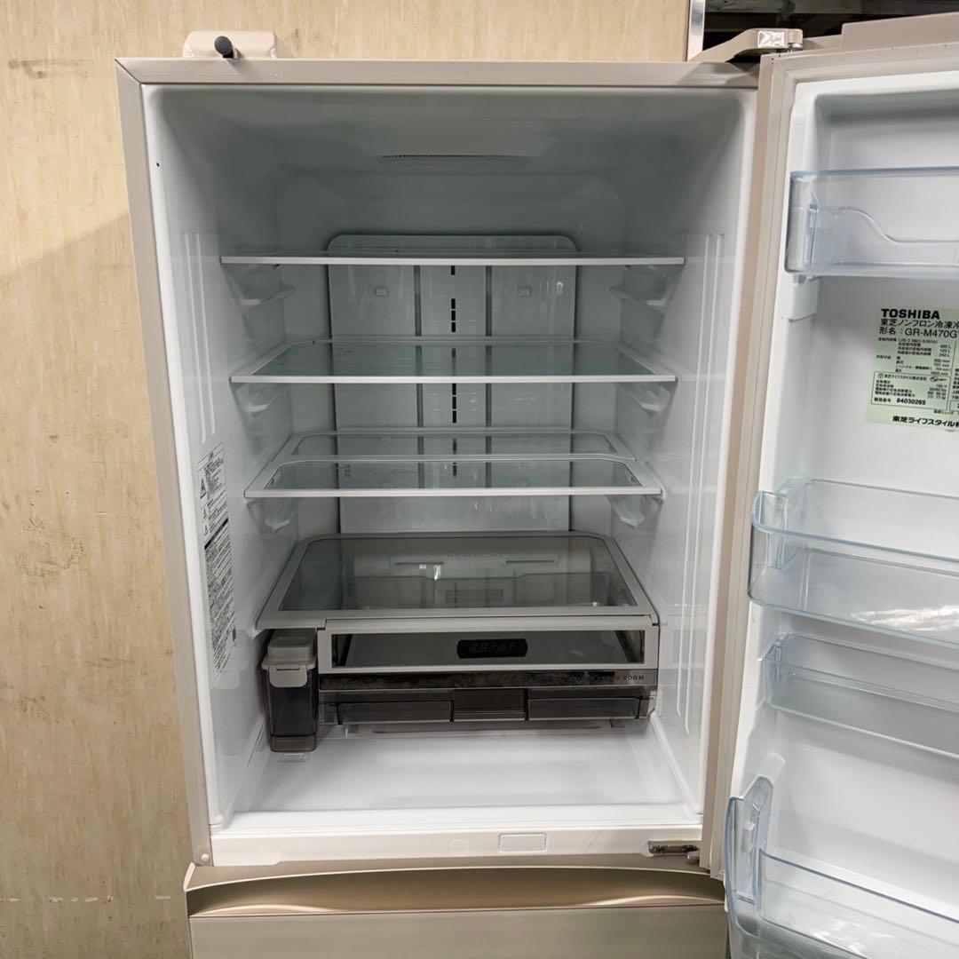 655 ガラストップ　鏡面　ホワイト　5ドア　大型冷蔵庫　400L〜500L