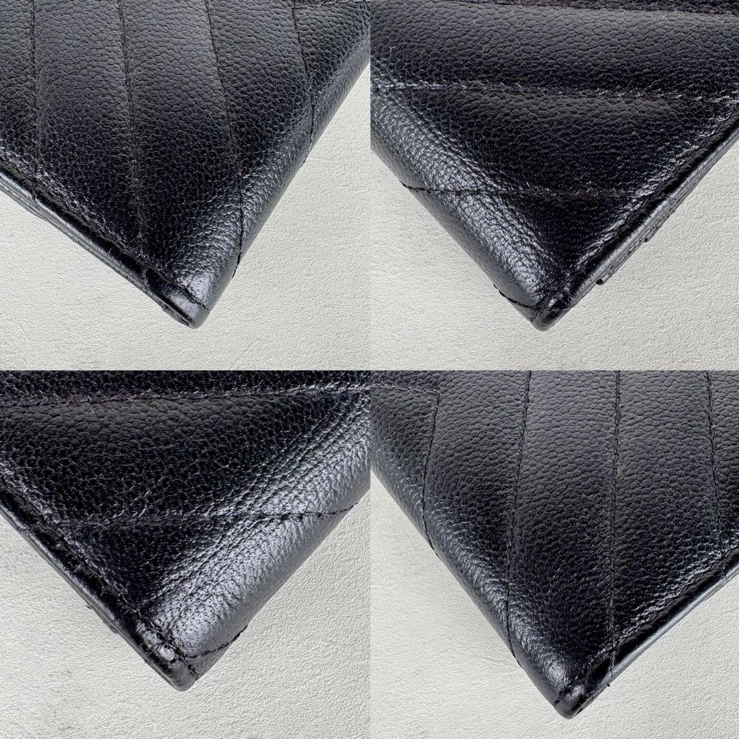 CHANEL Vステッチ　キャビアスキン　ケース　カードケース　財布