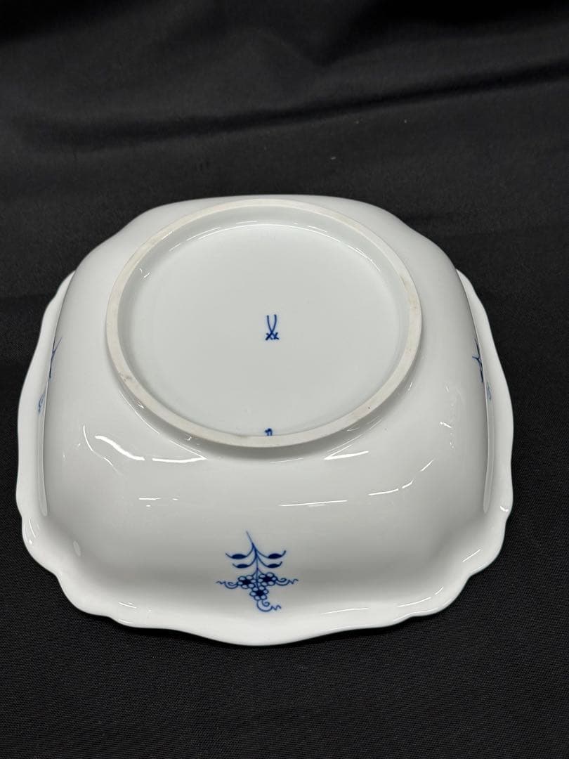 【美品】meissen マイセン　ブルーオニオン　スクエア　23cm ボウル