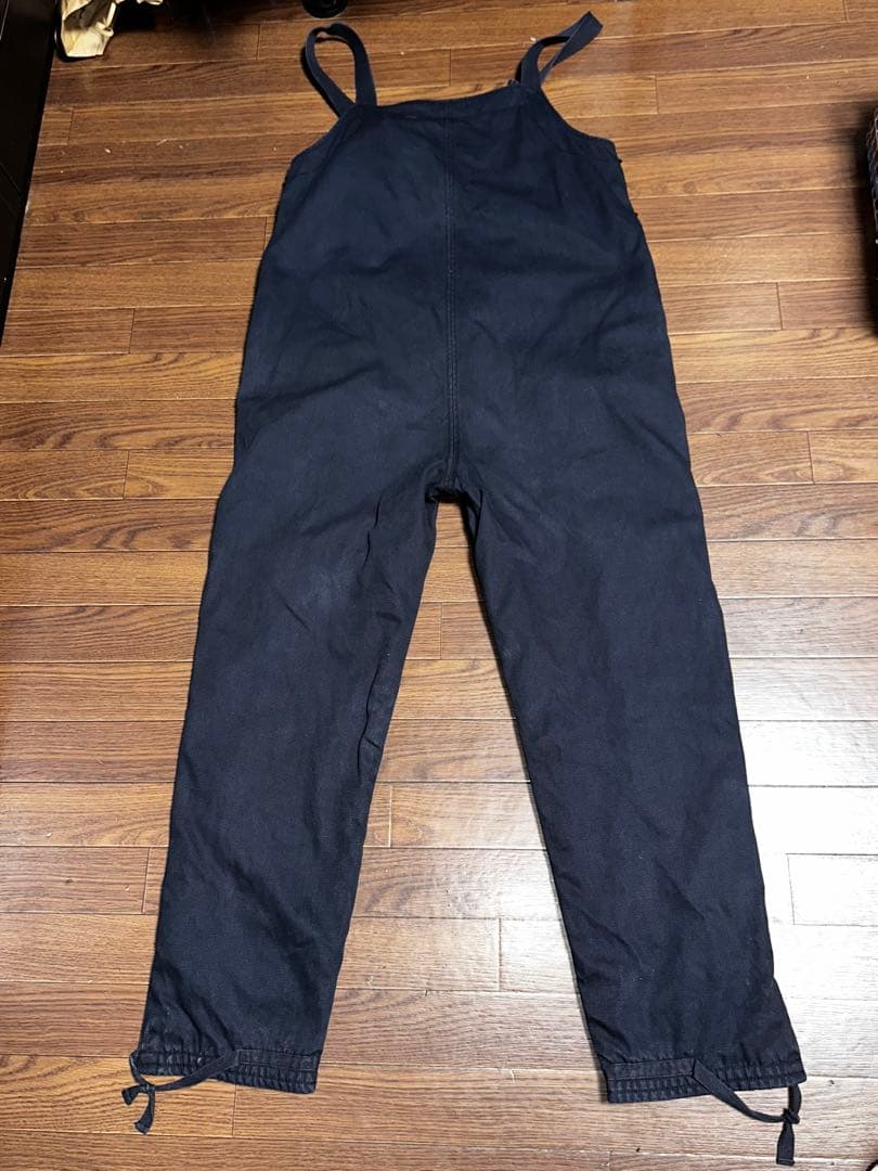 U.S. NAVY 黒オーバーオール M デッキパンツ　フック　ミリタリーパンツ