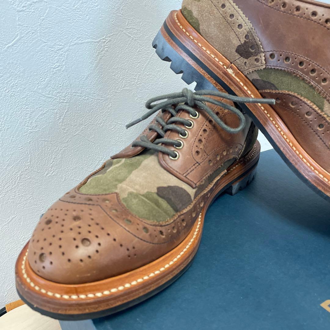 【値下げ】リーガル　ウィングチップ　カモフラ/ブラウン　24.5 ワークシューズ