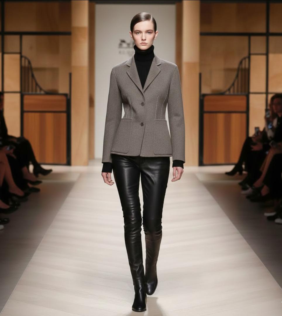 極美品★HERMES★カシミヤダブルフェイス★ステッチ★ジャケット