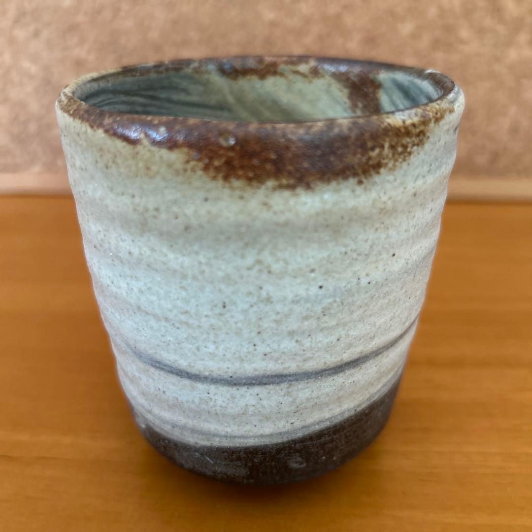 吉川心水造　鉄絵湯呑　益子焼　陶器 陶芸家