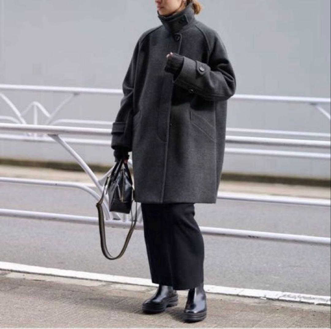 【新品タグ付き】 FRAMeWORKラムウールMIXシャルムバルカラーコート36