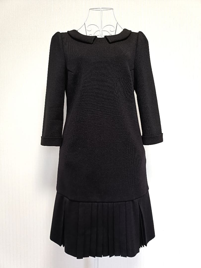 ☆FOXEYフォクシー襟付ニットドレスワンピースブラック希少42☆