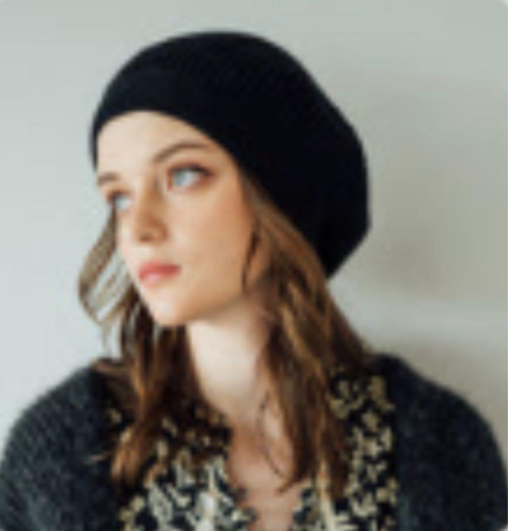 marihoja Relax Knit Rib Beret ブラック