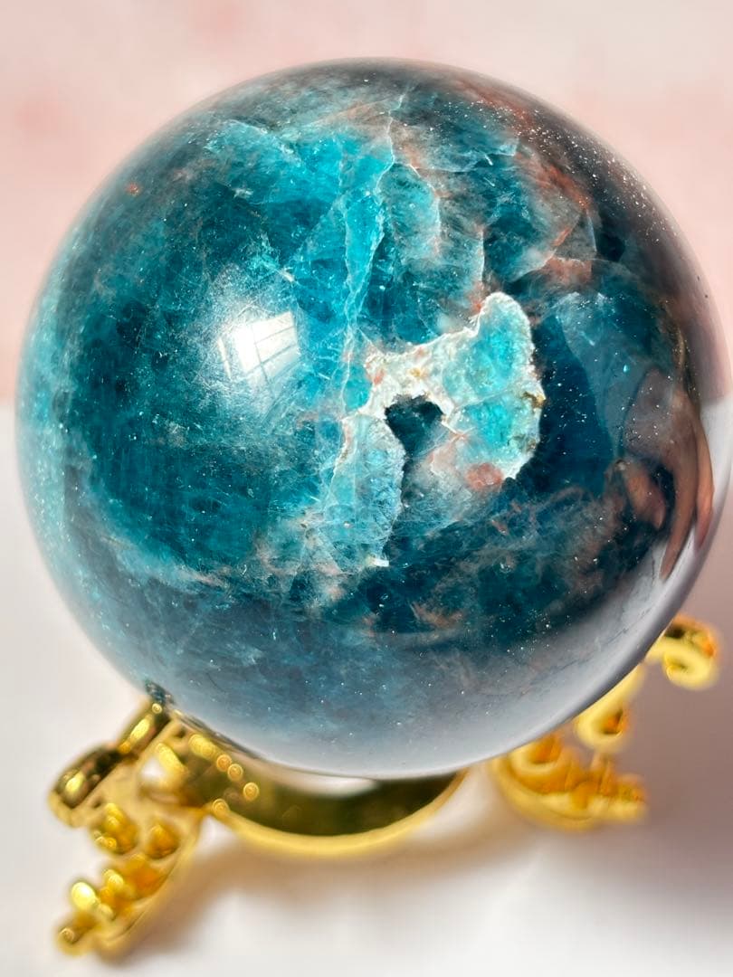 ピンク入りアマゾナイト　ハイグレード　キラキラ　シラー　特別　スフィア