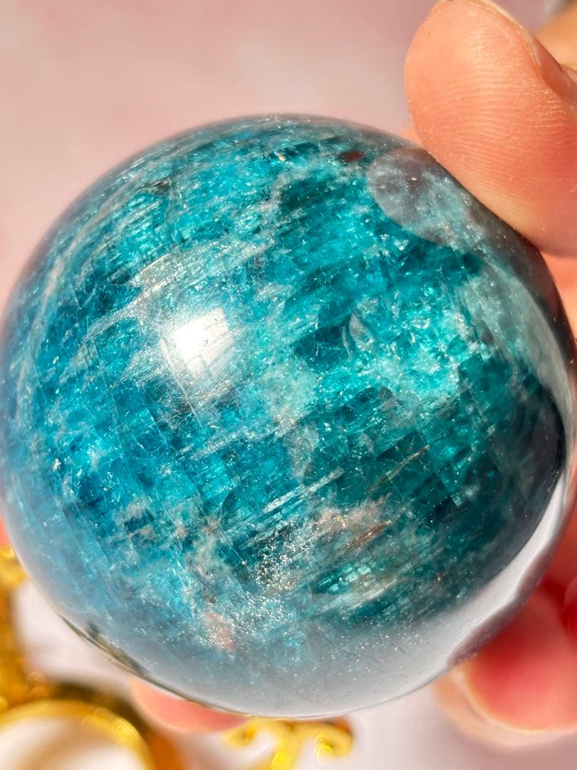 ピンク入りアマゾナイト　ハイグレード　キラキラ　シラー　特別　スフィア