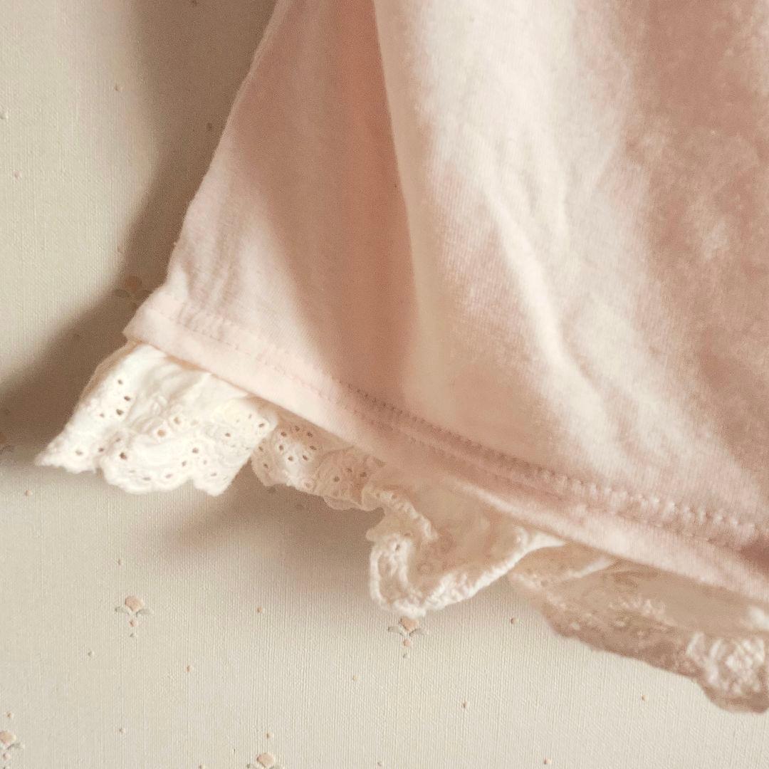 リズリサ　肩リボンフラワー刺繍　キャミソール　ピンク LIZLISA