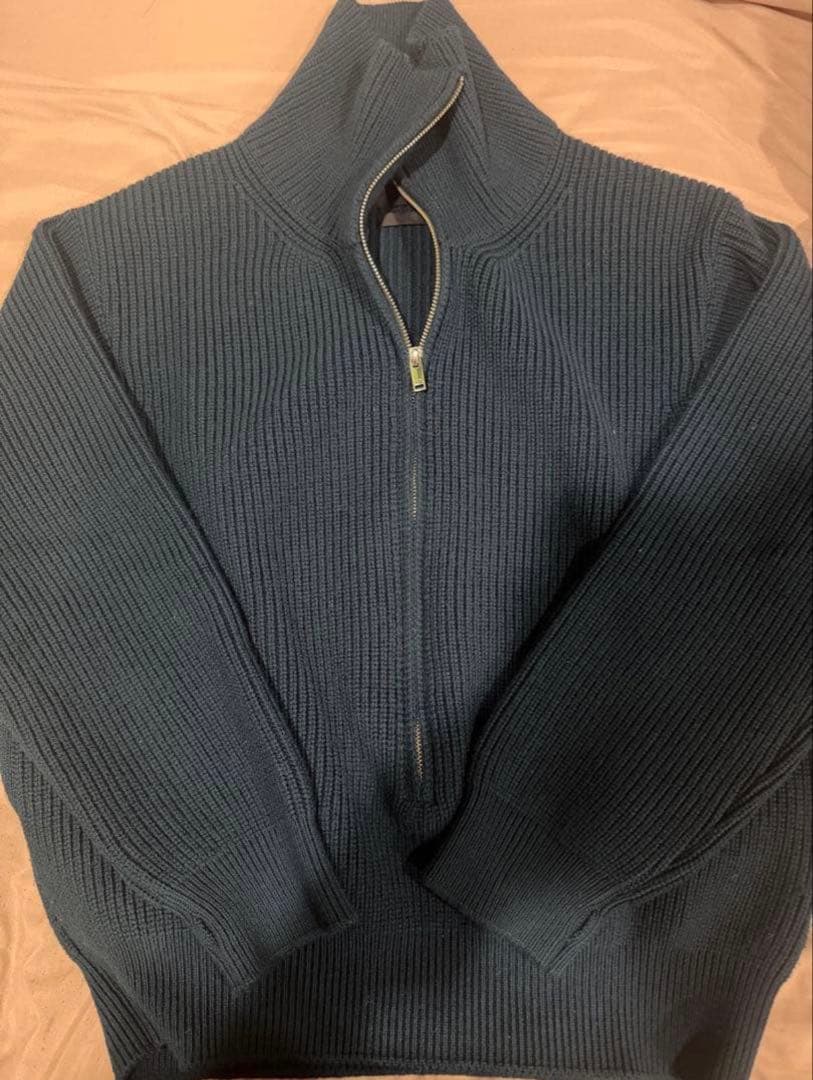 トップス yoke 3/4 Front Zip Highneck Rib Sweater