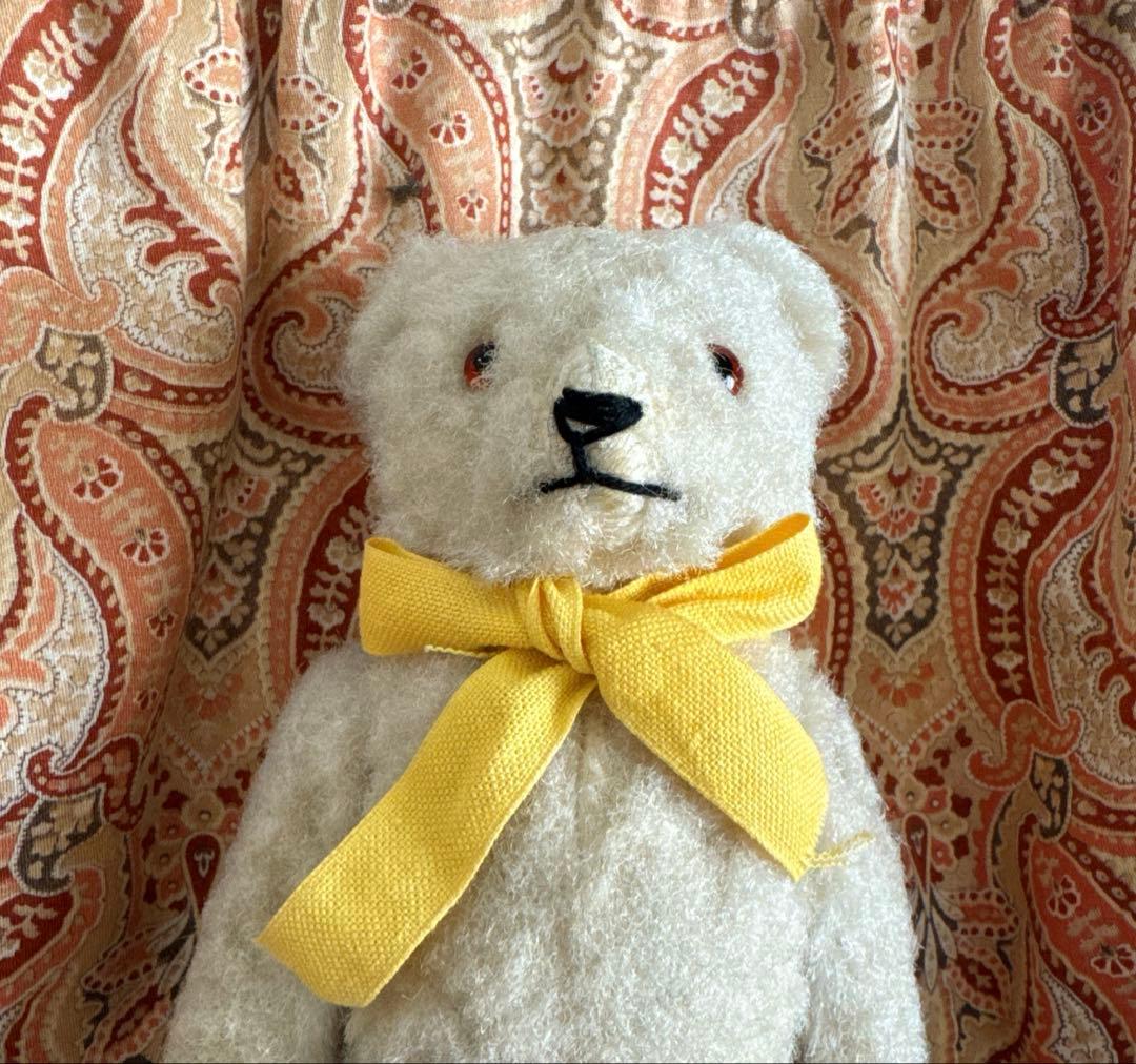 ドイツヴィンテージベア　ピーナッツベア　ホワイト　ドイツアンティークベア