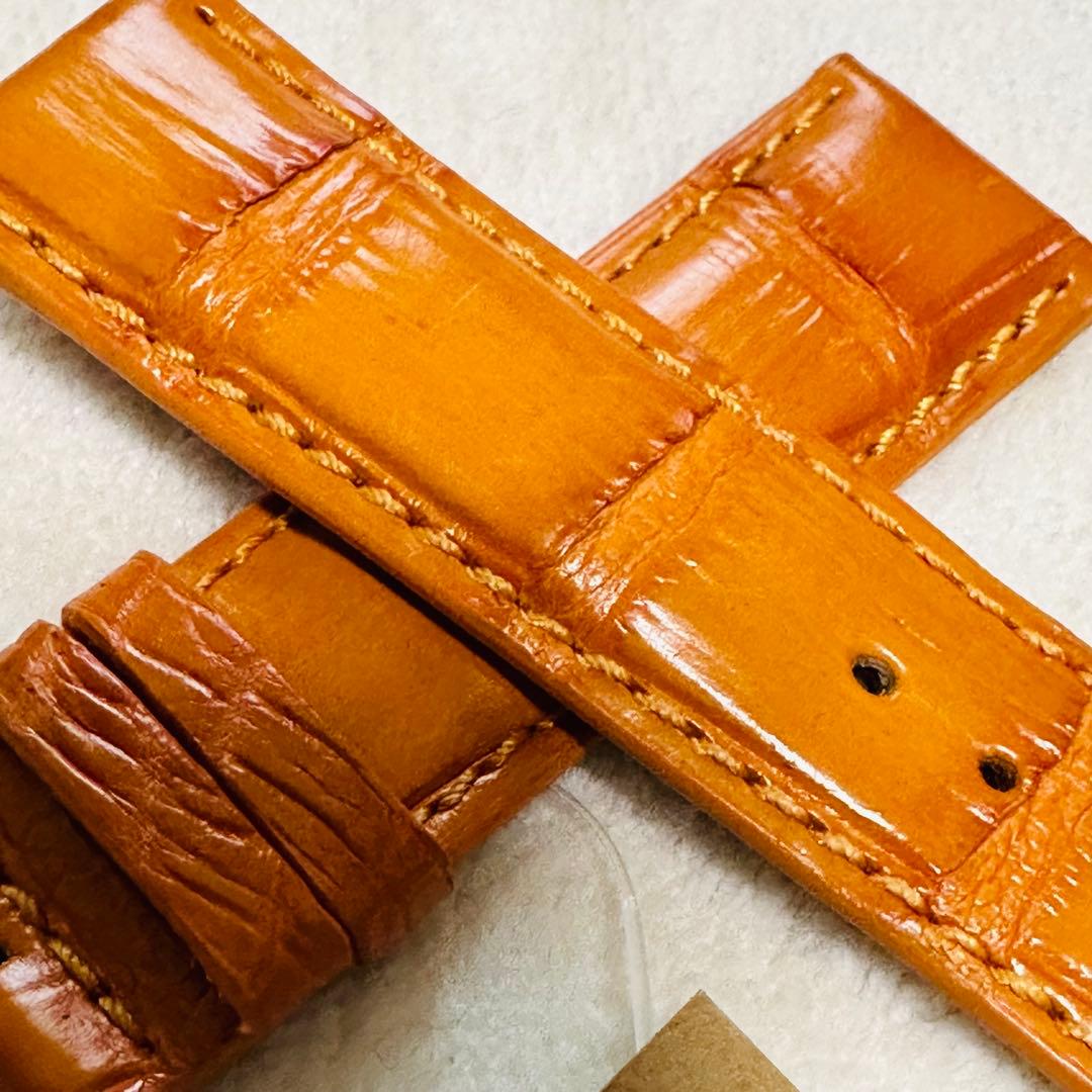 2184#22mm-20mmオレンジ★本物クロコダイル腕時計用ベルト