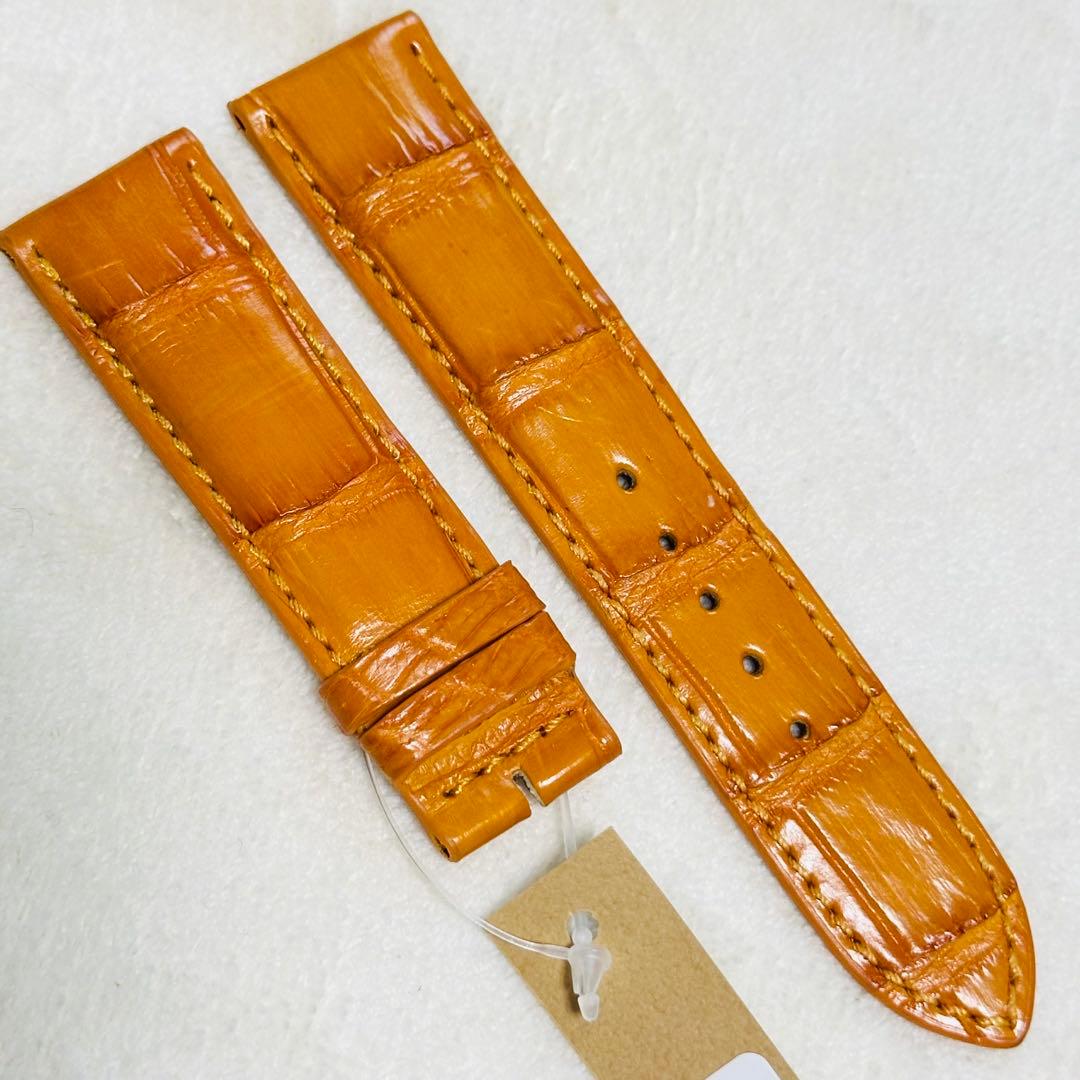 2184#22mm-20mmオレンジ★本物クロコダイル腕時計用ベルト
