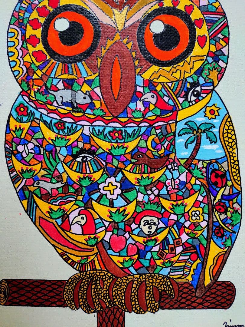 【F6号】ジミー大西【森】手描き/表裏サイン有/油彩/アクリル/絵画/額縁/額装