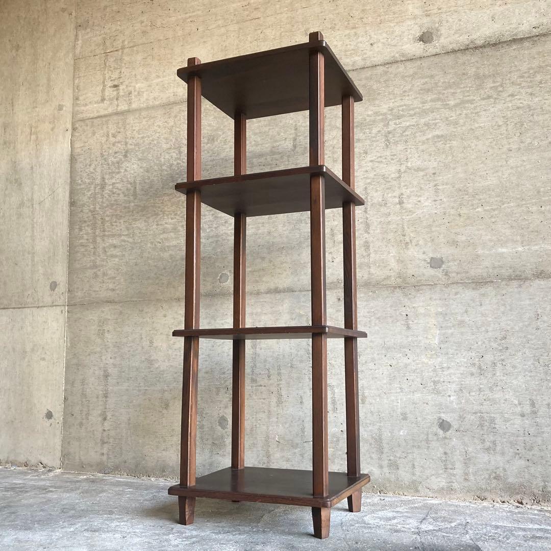 棚 シェルフ ラック 飾り棚 置物台 花台 木製 4段 ブラウン 家具 レトロ