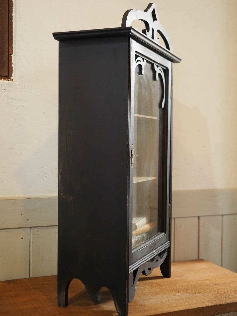 フランス　アンティーク　木製ガラス扉　キャビネット　アンティークキャビネット　棚