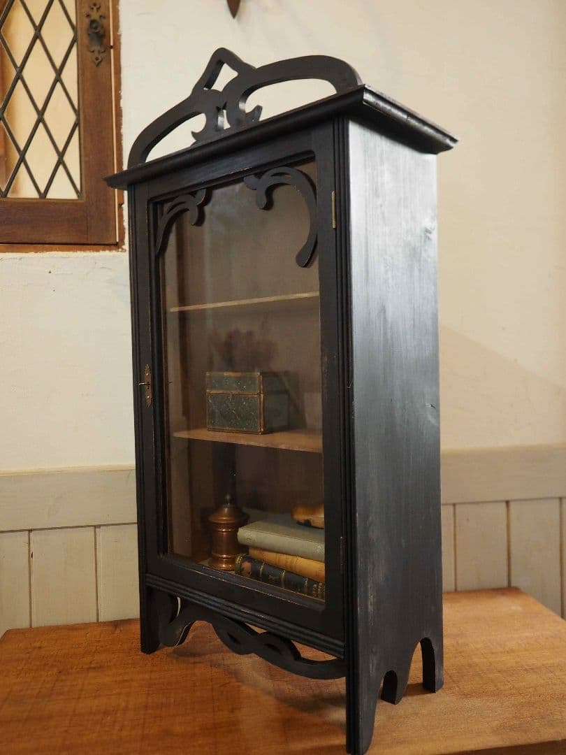 フランス　アンティーク　木製ガラス扉　キャビネット　アンティークキャビネット　棚