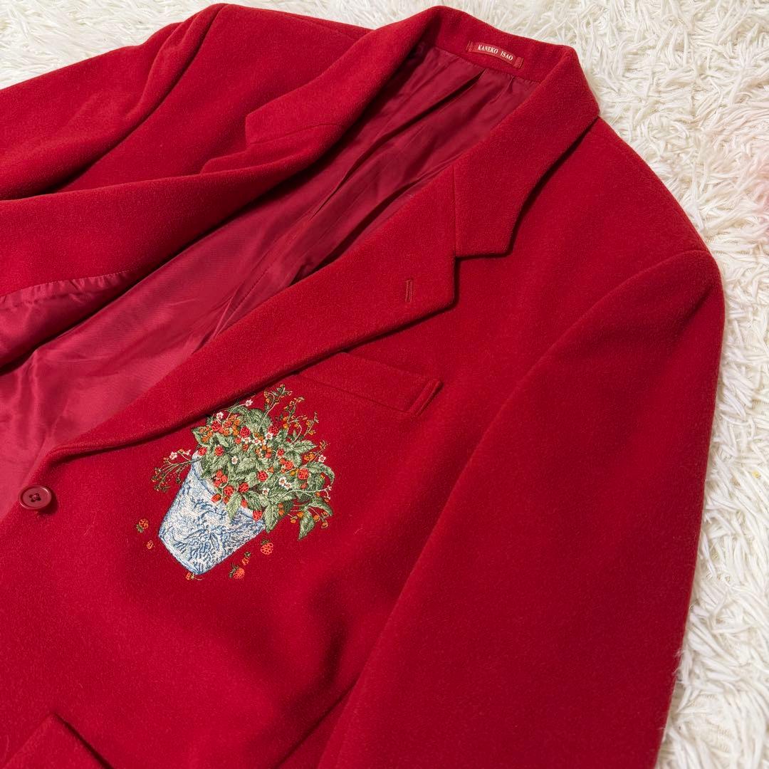 カネコイサオ　花柄刺繍ジャケット 赤　オーバーサイズ　ピンクハウス　ゆったり