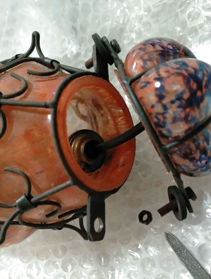 【芸術的】アンティーク/吹きガラス吊り下げ式ペンダントライト/ドイツ製/レア