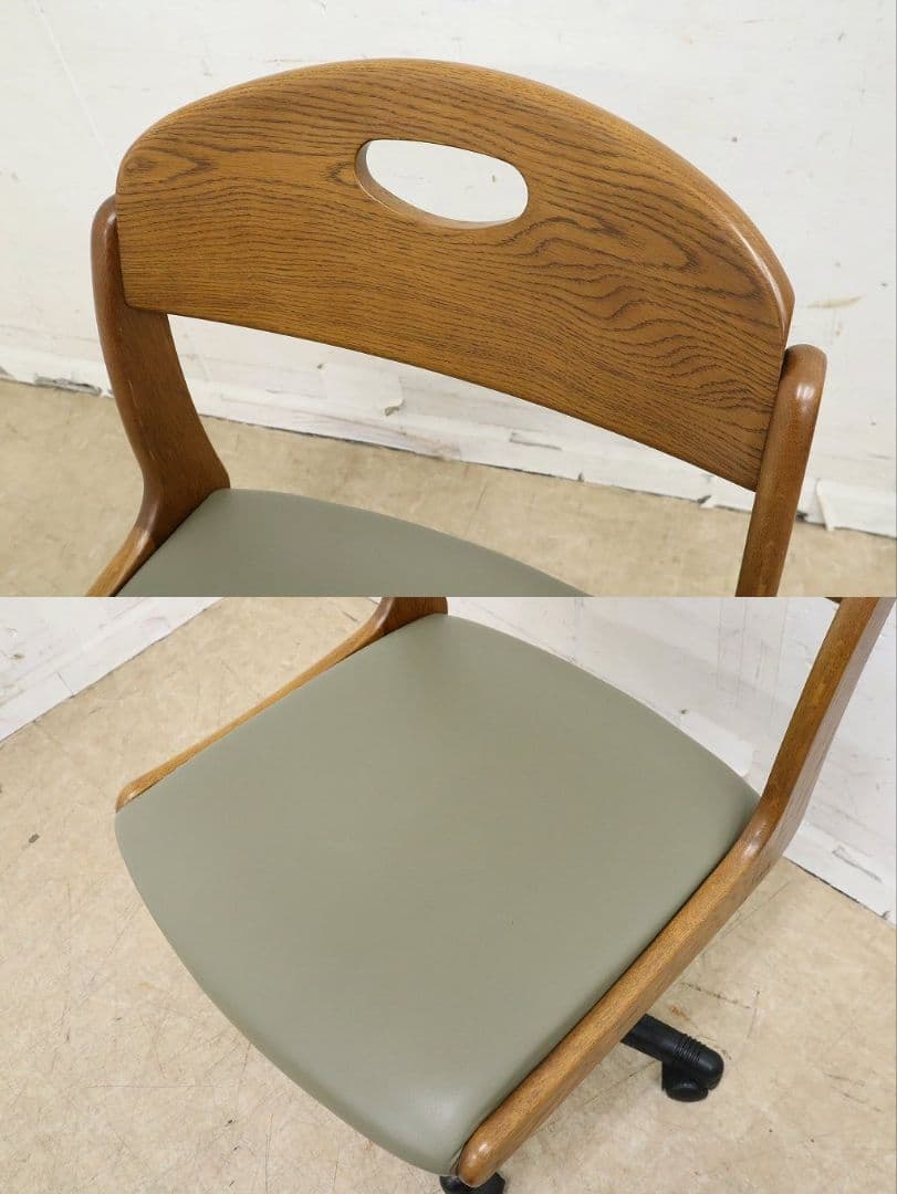 浜本工芸・デスクチェア・ナラ材・昇降式