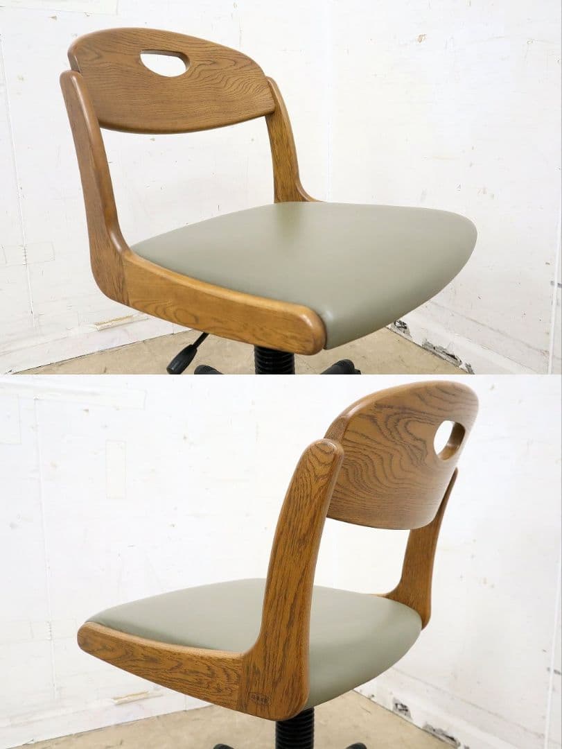 浜本工芸・デスクチェア・ナラ材・昇降式