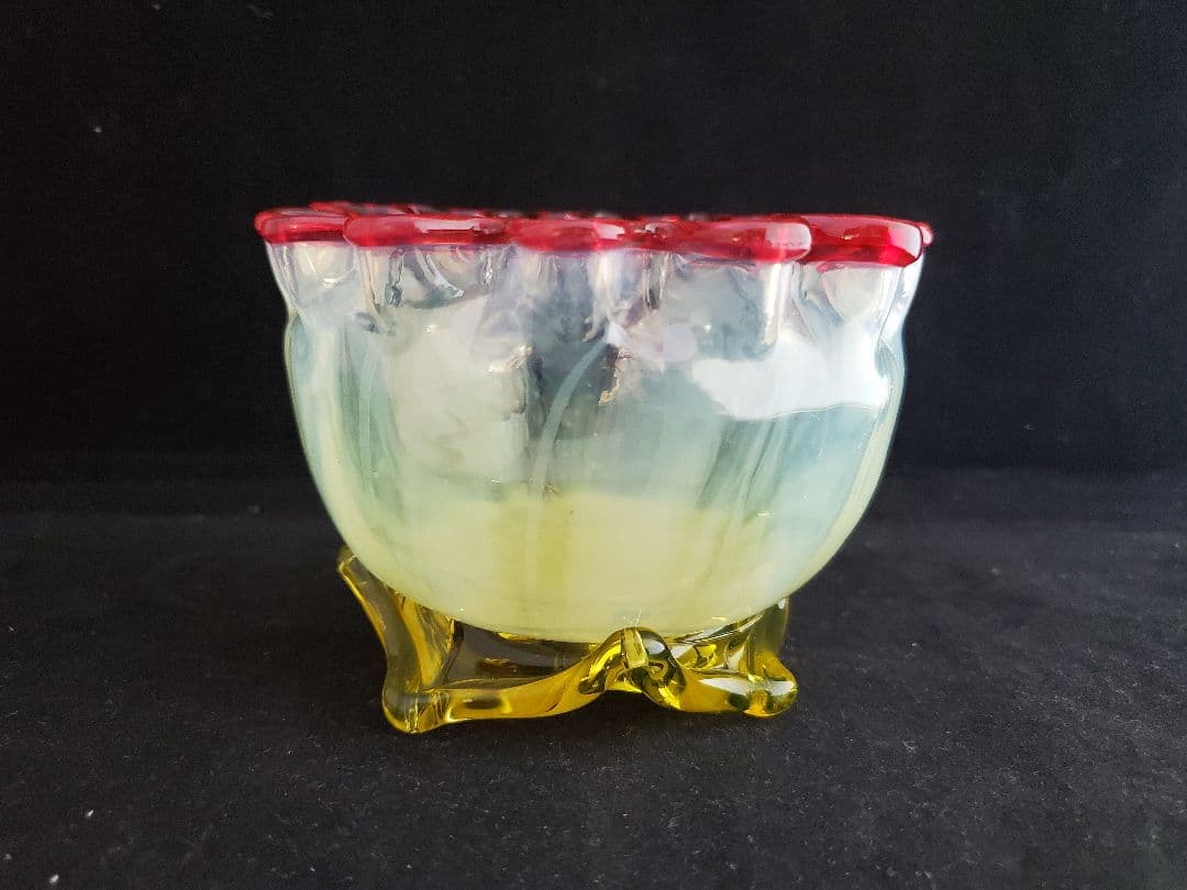 アンティーク キャンディーポット ヴァセリンガラス1880年頃 英国製