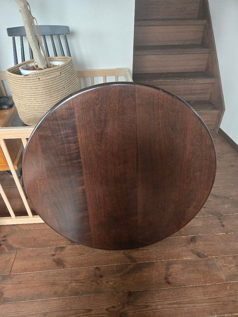 無垢ダークブラウンちゃぶ台75φ・家具工房芽生様製