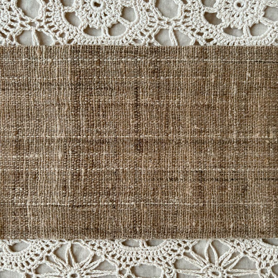 樹木の幹を思わせる焦げ茶色 無地帯 紬帯 信州紬 名古屋帯