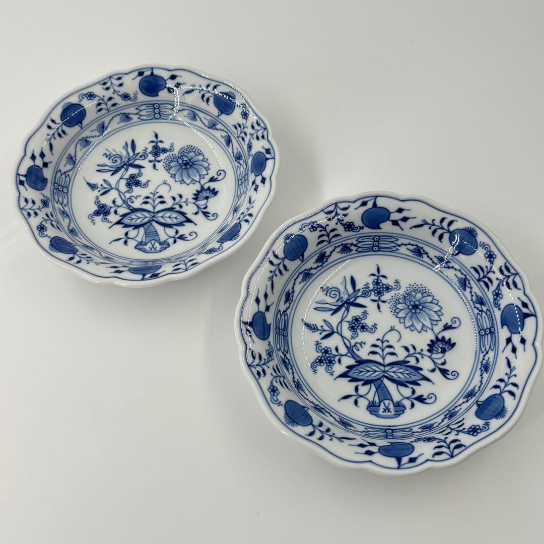 マイセン ブルーオニオン 深皿 デザート皿 17cm 2枚セット 未使用 箱あり