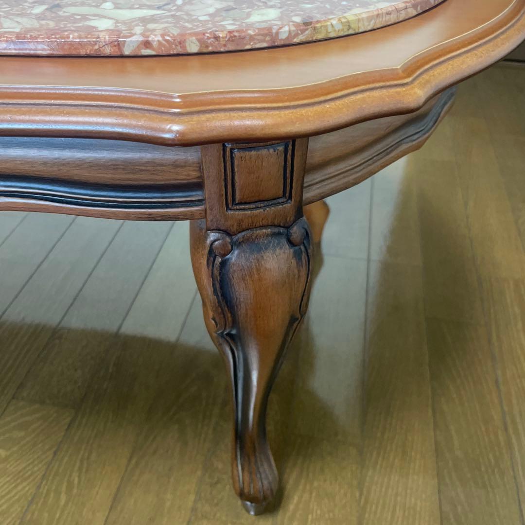 イタリア製 大理石 センターテーブル 猫足