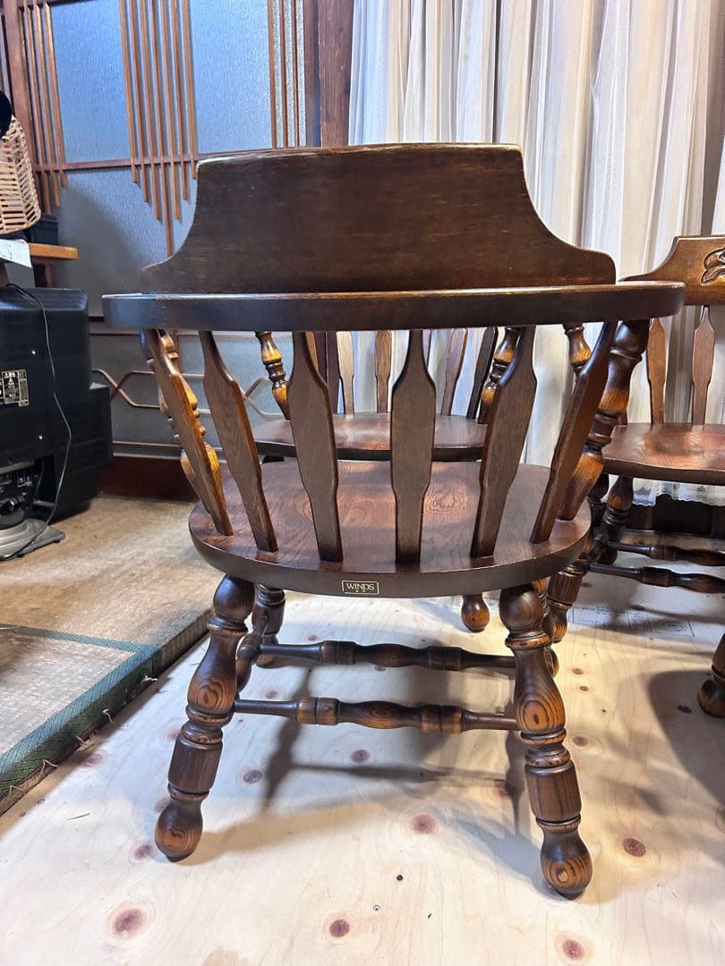 Winds 太平 ウィンザーチェア 肘付き 椅子 木製 　4脚