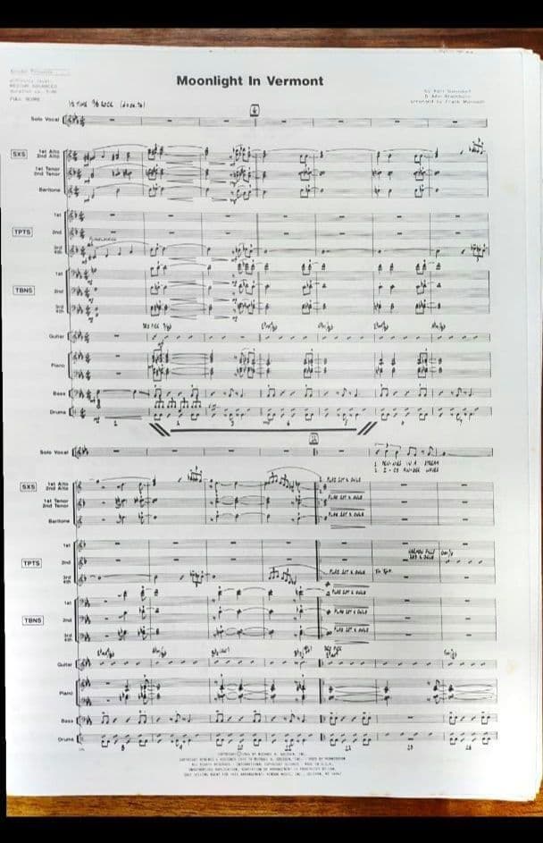 ボーカル　ビッグバンド譜面：Moonlight In Vermont