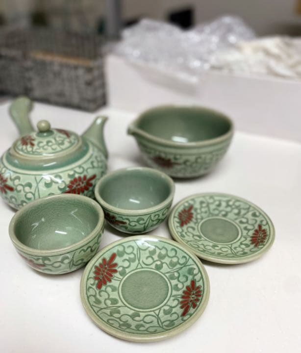 新品未使用　韓国陶器　茶器セット　6客