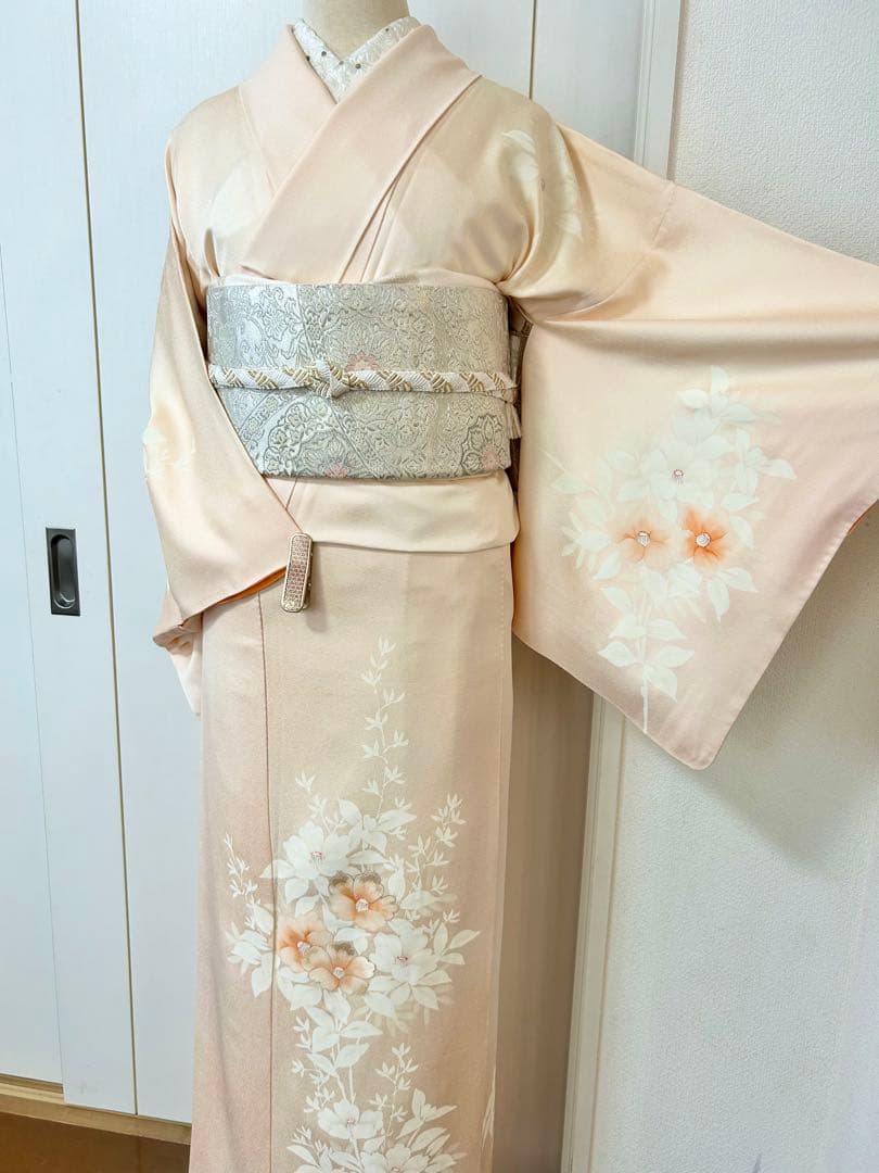 正絹訪問着　裄丈長め　フルセット4点　入学式　七五三　お宮参り