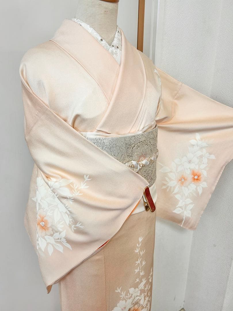 正絹訪問着　裄丈長め　フルセット4点　入学式　七五三　お宮参り