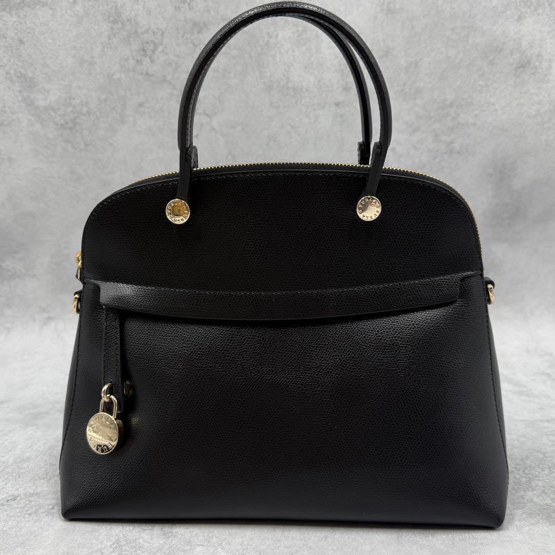 美品✨ FURLA パイパー M 2way ハンドバッグ ショルダーバッグ 黒