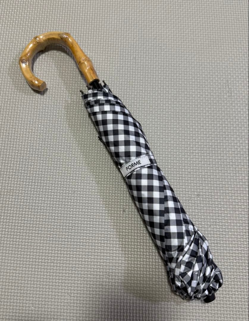 東原亜希さん FORME 晴雨兼用折り畳み日傘 ギンガムチェック ブラック