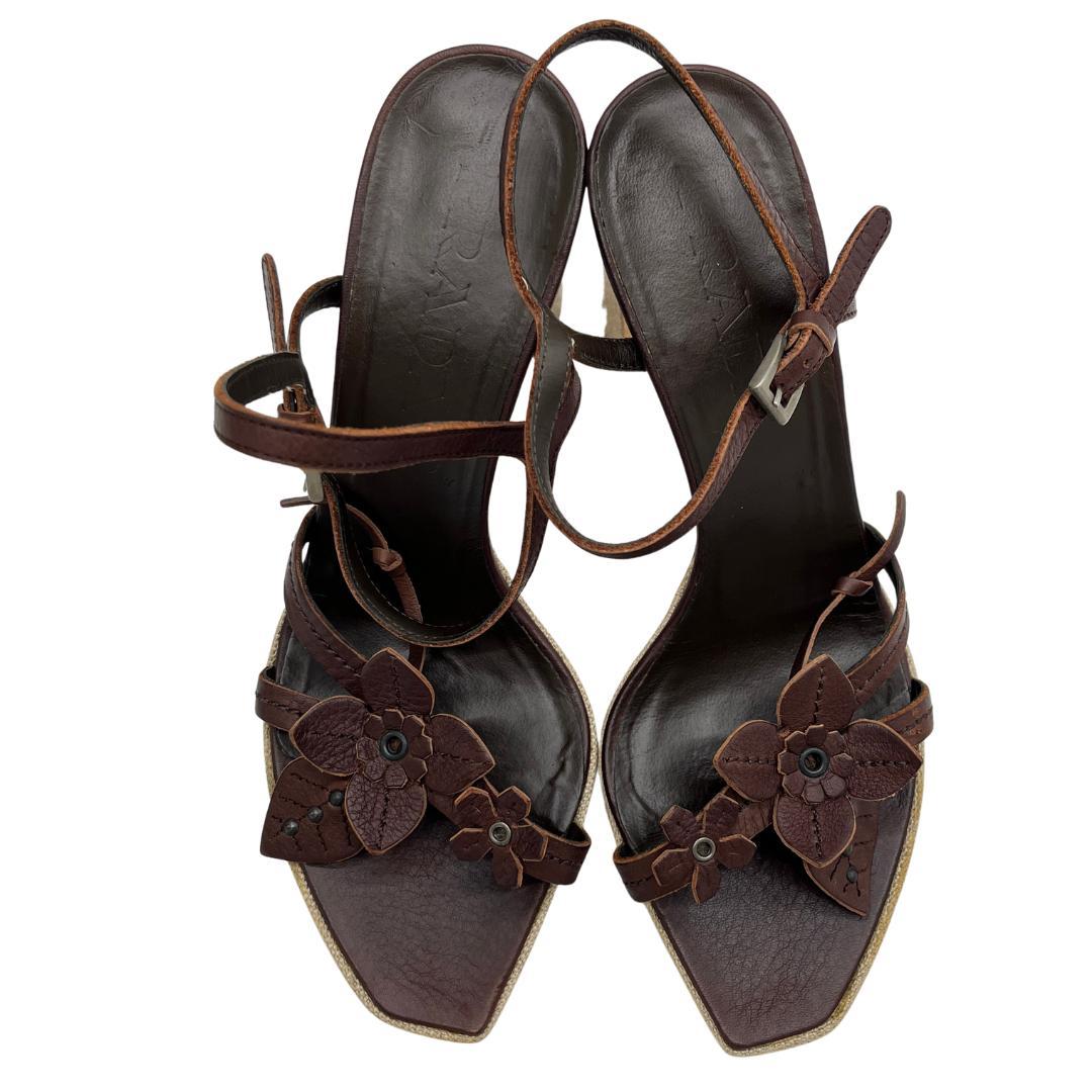 PRADA プラダ フラワーモチーフ サンダル ヒール　サイズ38　24cm