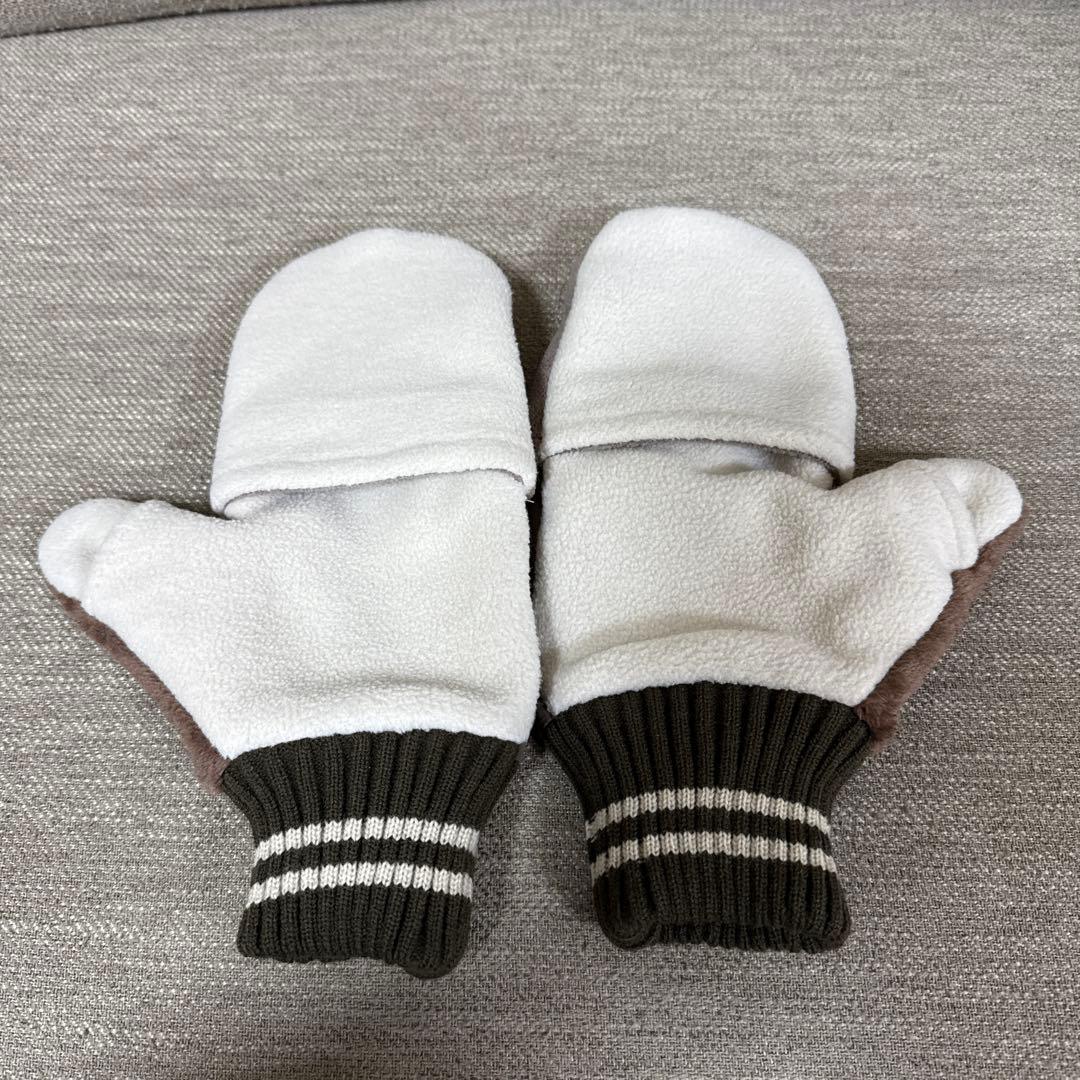 December May ミトン手袋 ブラウン ホワイト