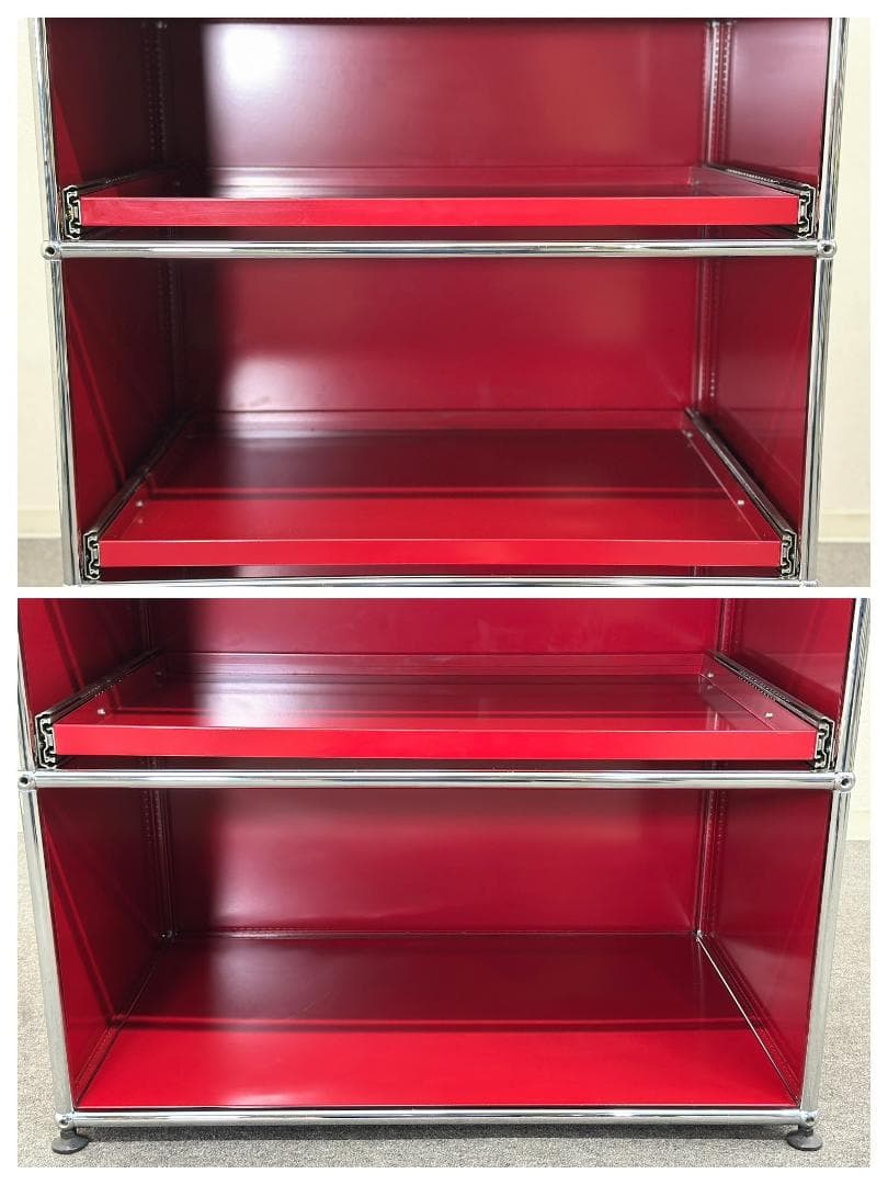 正規品■USMハラー■シェルフ　スライドトレー付き　奥行き深め　ルビーレッド