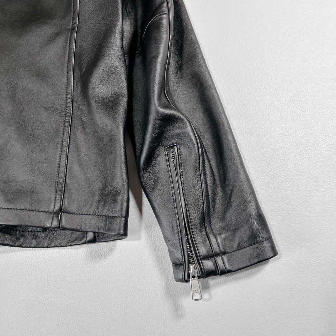 美品 SHIPS 黒ラムレザー シングルライダースジャケット Lサイズ