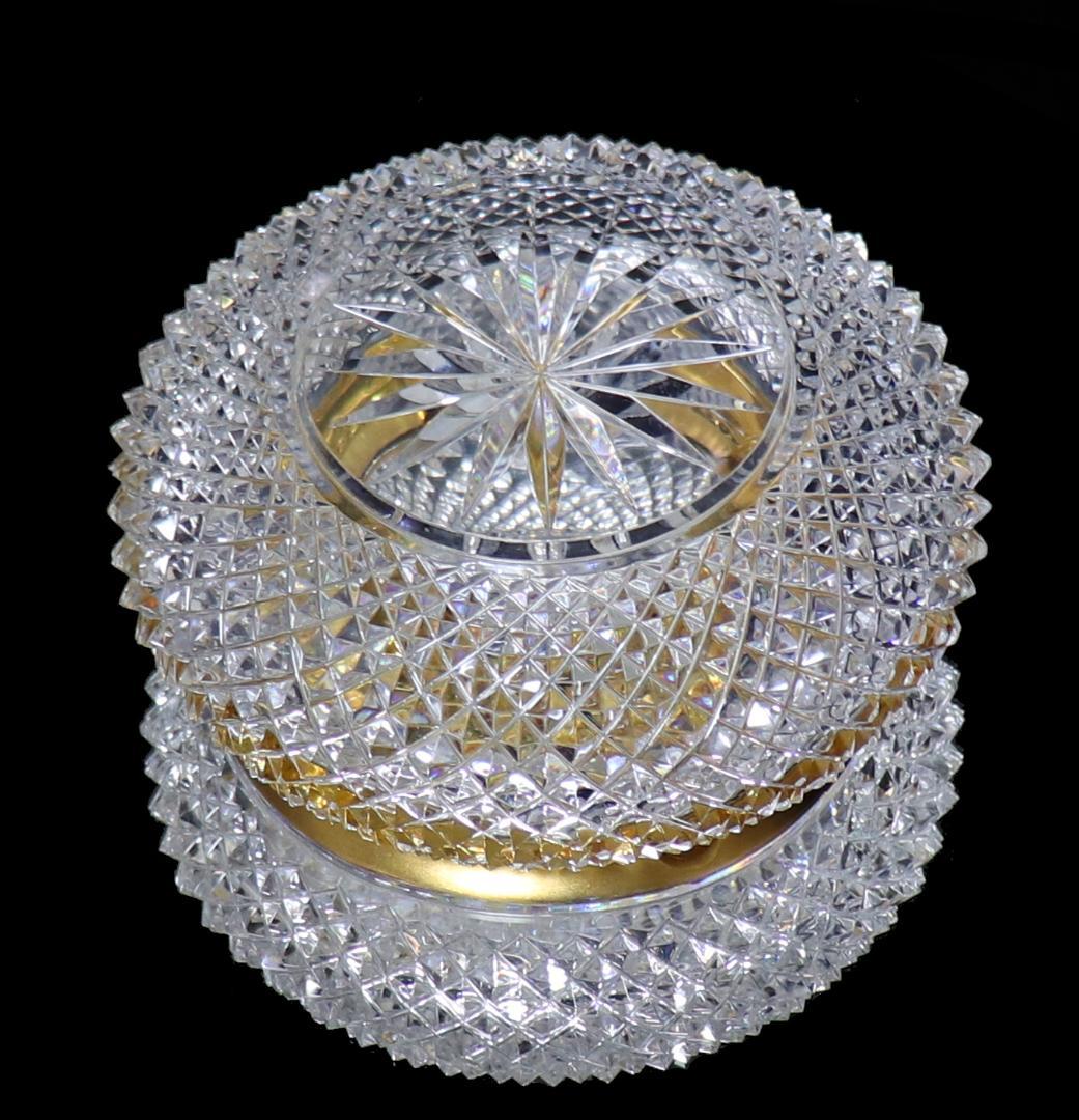 オールド・バカラ 特大サイズ800g 金彩装飾切子灰皿 小物入れディアマンビゾー