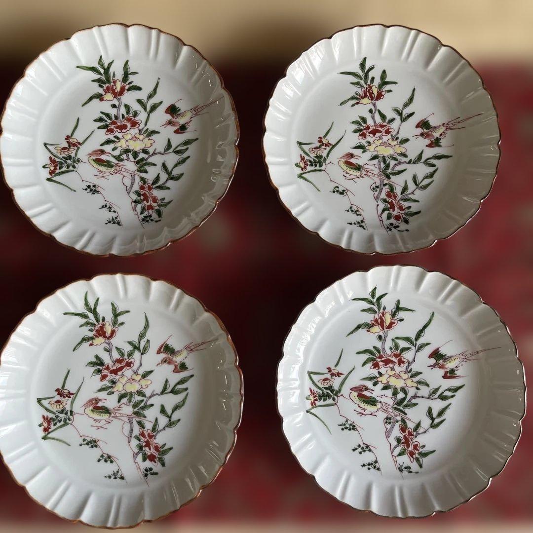 専用 源右衛門窯 赤絵花鳥銘々皿