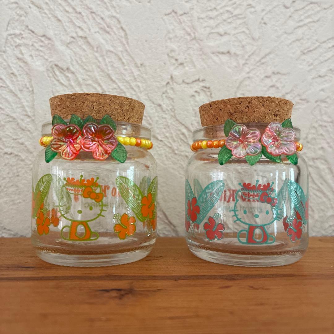 【希少　激レア】レトロ　南国キティちゃん　ガラスの小瓶　ミニボトル　2個セット