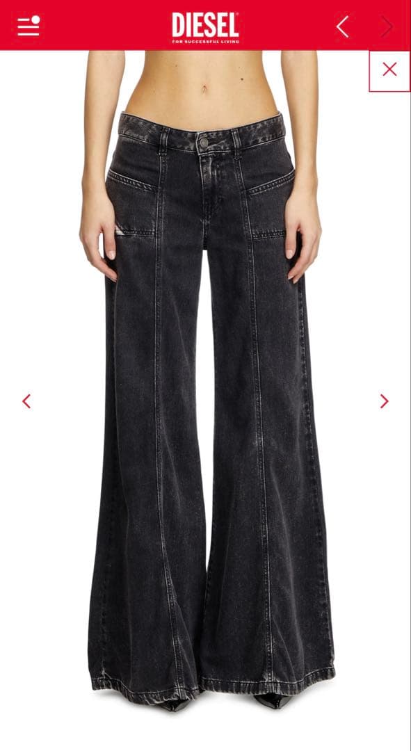 DIESEL ブラック ワイドフレアデニム W28