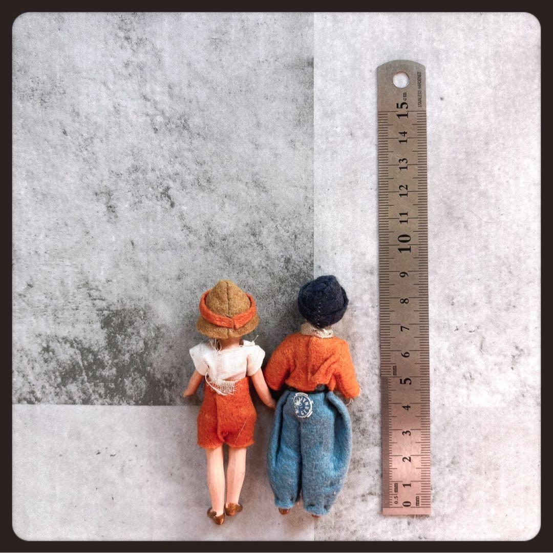 ヴィンテージ 小さな兄妹のビスクドール　２体セット ドールハウスドール
