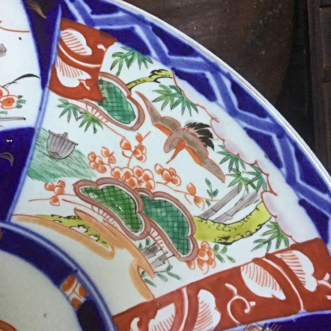 333 古伊万里 染錦手 大皿 鳳凰 紋様 一枚 1尺5寸