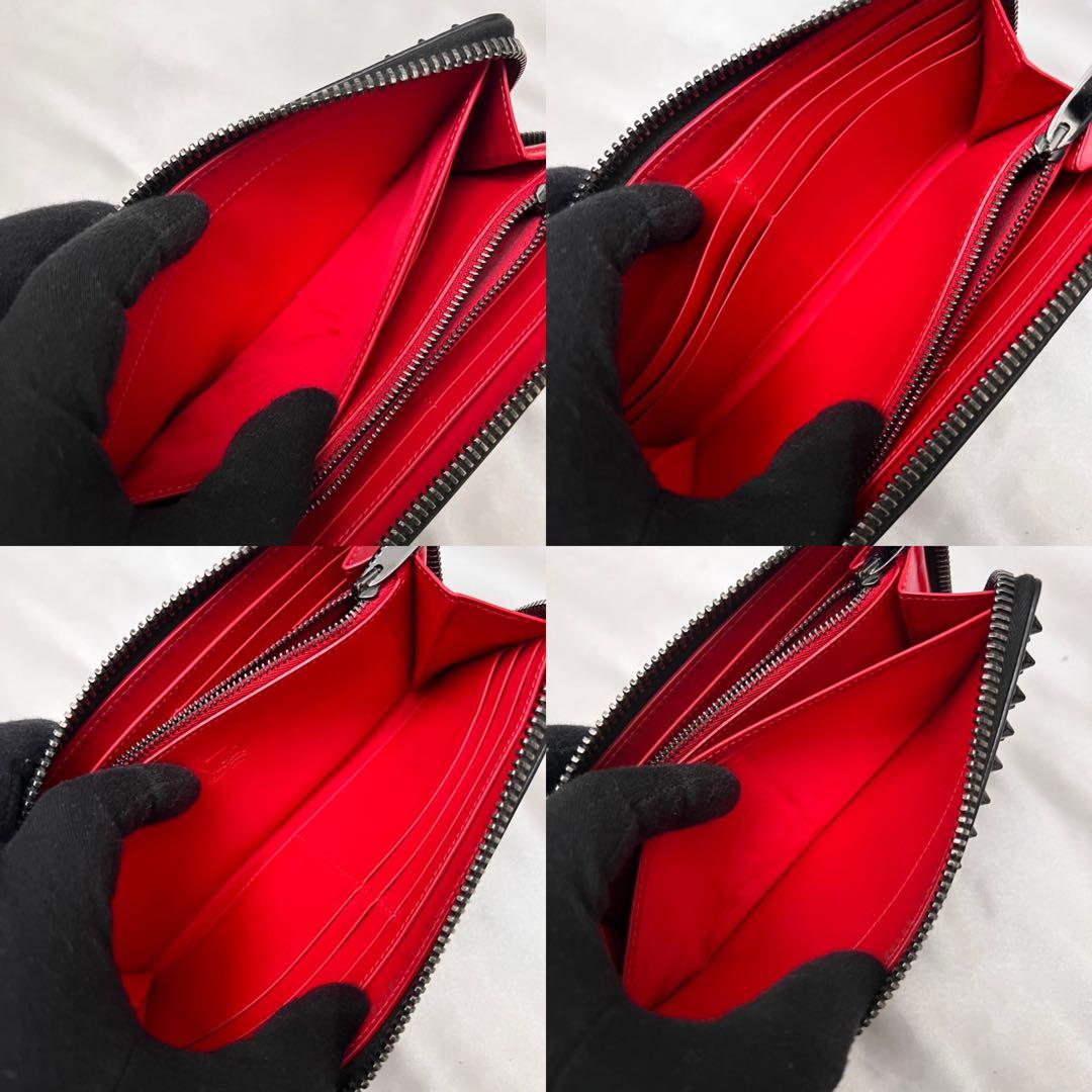 ◇箱・袋付き極美品◇ルブタン　パネトーネ　スパイクスタッズ長財布　ブラック